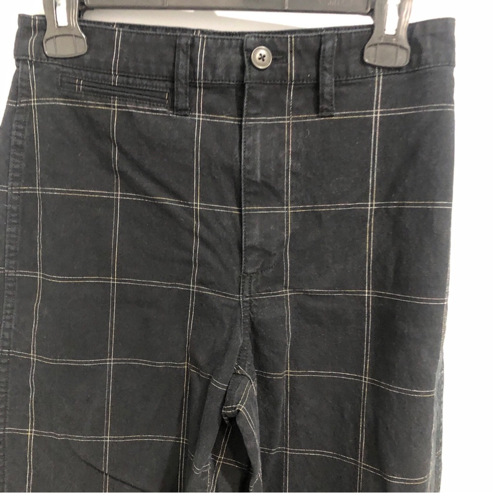 Madewell Slim Emmett Wide-Leg Crop Pants Windowpane Black Size 26 - Picture 4 of 9
